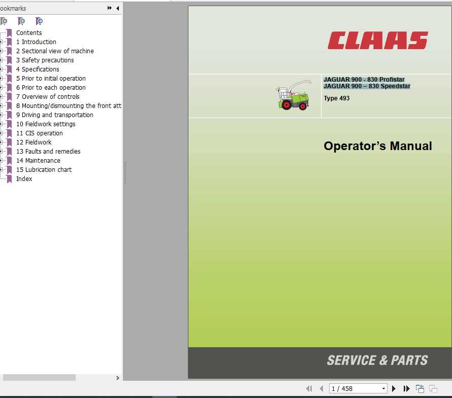 Claas Jaguar 900 830 Profistar Jaguar 900 830 Speedstar Operators Manual 1