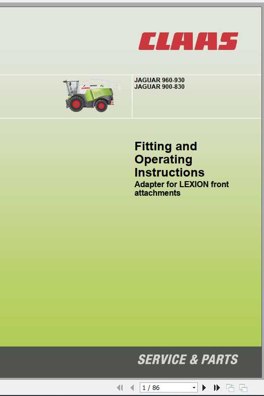 Claas Jaguar 960 930 Jaguar 900 830 Operators Manual 1
