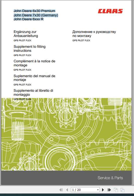 Claas John Deere 6x30 Premium 7x30 6xxx R Fitting Instruction 1