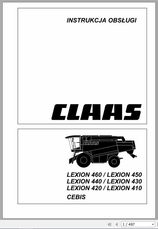 Claas Lexion 460 401 Cebis Operators Manual PL 1