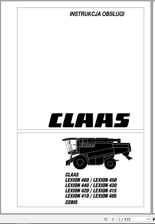 Claas Lexion 460 405 Cebis Operators Manual PL 1