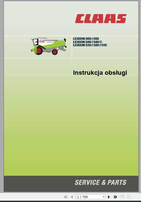 Claas Lexion 560 550 Lexion 540 540C Lexion 530 520 510 Operators Manual PL 1