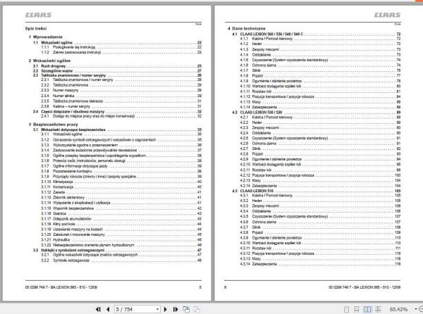 Claas Lexion 560 550 Lexion 540 540C Lexion 530 520 510 Operators Manual PL 2