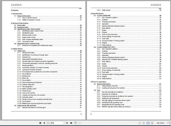 Claas Lexion 580 Lexion 570 570C Operators Manual 2