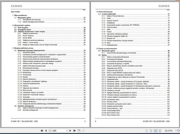 Claas Lexion 600 Operators Manual PL 2