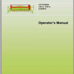 Claas Lexion II Cutterbar 3.90 m 9.00 m Operators Manual