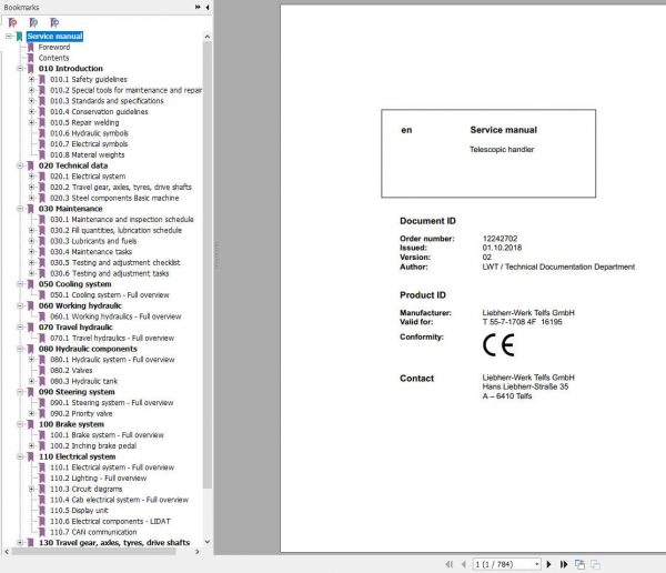 Claas Liebherr TeleHandler SCORPION 756 Service Manual 1