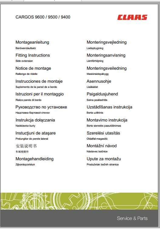 Claas Loader Wagons CARGOS 8300 9600 Fitting Instruction 2