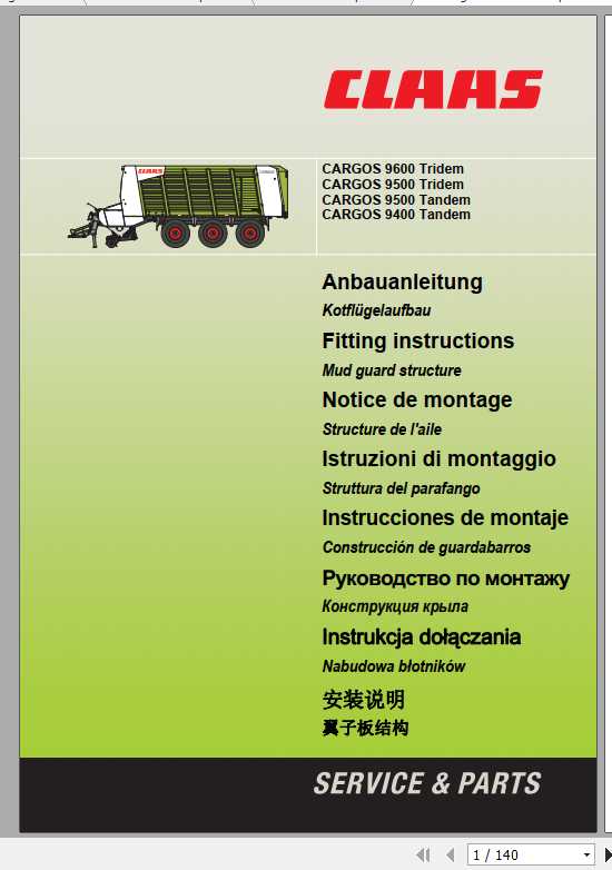 Claas Loader Wagons CARGOS 8300 9600 Fitting Instruction 3