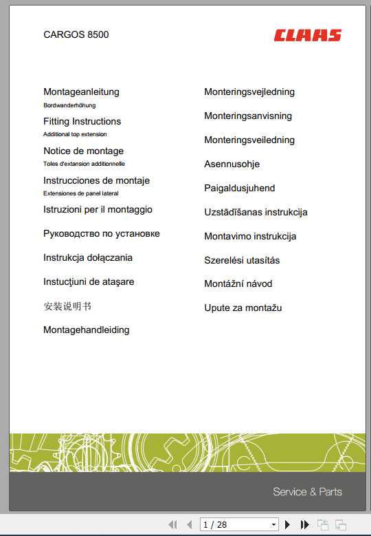 Claas Loader Wagons CARGOS 8500 Fitting Instruction 1