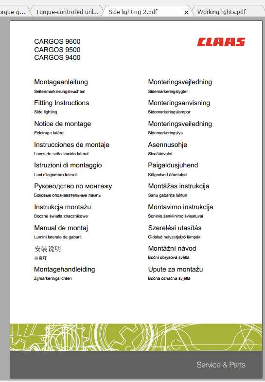 Claas Loader Wagons CARGOS 9600 9500 9400 8500 8400 8300 Fitting Instruction 2