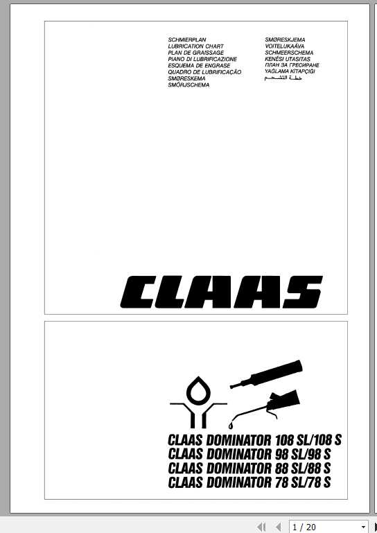 Claas Lubrication Chart Operators Manual FR DE EN RU 1