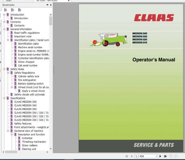 Claas Medion 340 310 Operators Manual 1
