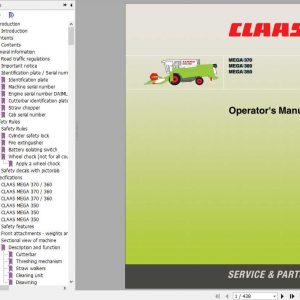 Claas Mega 370 350 Operators Manual 1