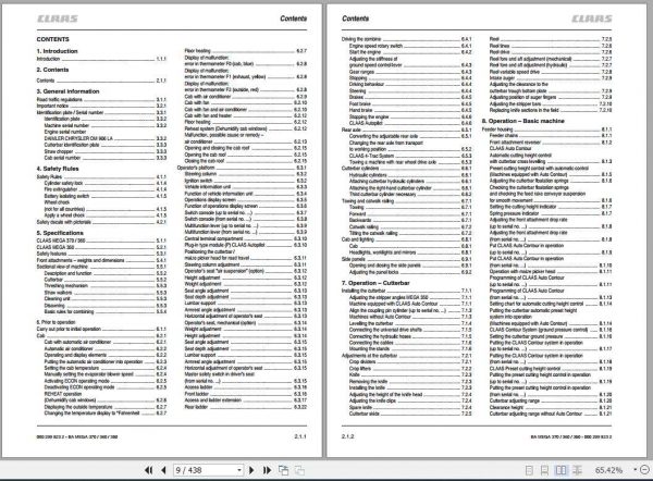 Claas Mega 370 350 Operators Manual 2