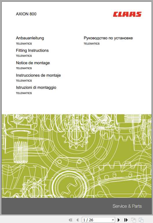 Claas Miscellaneous AXION 800 Fitting Instruction FR DE EN RU 1