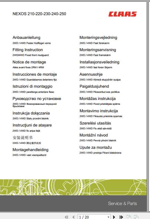 Claas Miscellaneous NEXOS 210 220 230 240 250 Fitting Instruction 1