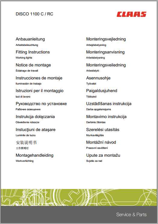 Claas Mowers CARGOS ROLLANT DISCO LINER Fitting Instruction 1