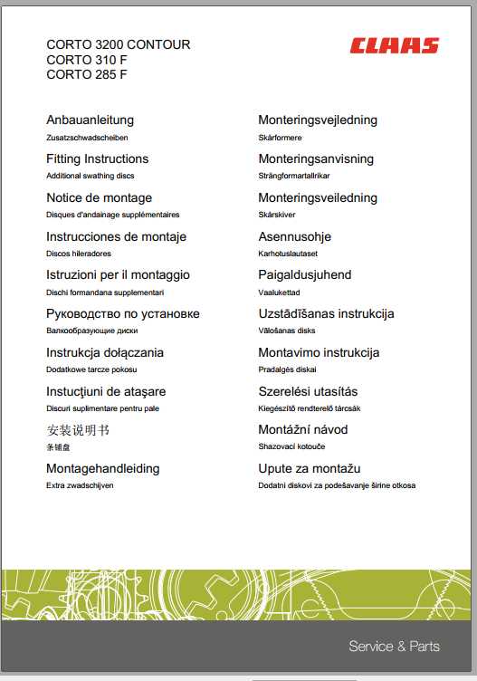 Claas Mowers CORTO 3100 F 3200 F Fitting Instruction 1