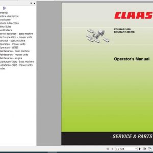 Claas Mowers COUGAR 1400 COUGAR 1400 RC Operators Manual 1