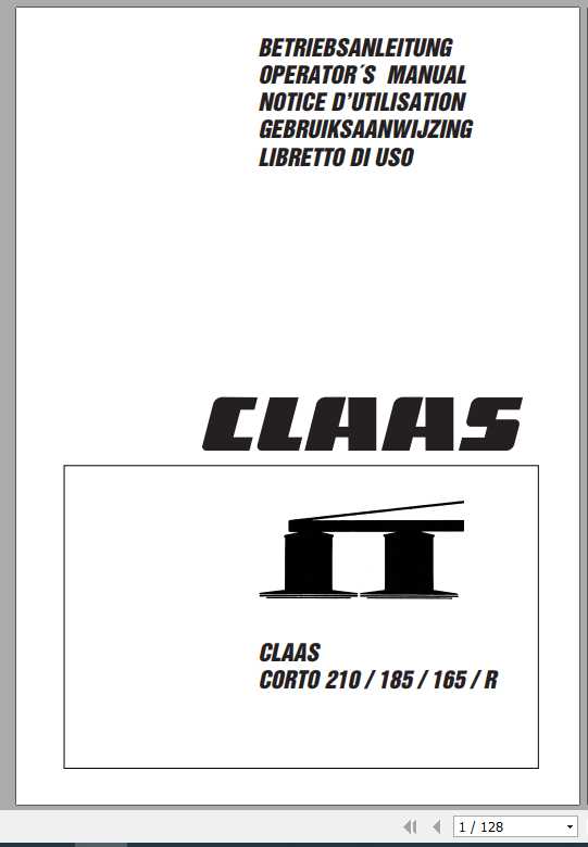 Claas Mowers Corto 210 185 165 R Operators Manual FR DE EN RU 1
