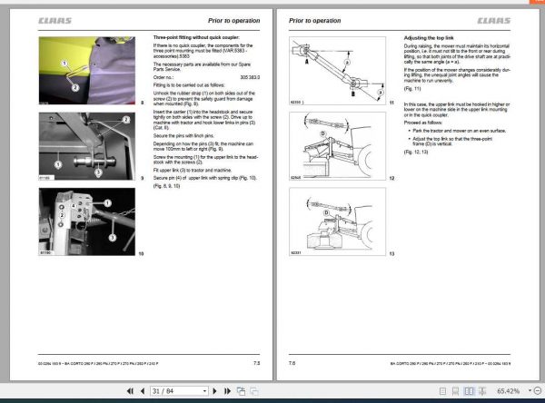 Claas Mowers Corto 290F 290FN 270F 270FN 250F 210F Operators Manual 2
