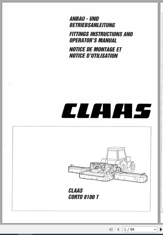 Claas Mowers Corto 8100 T Operators Manual FR DE EN RU 1