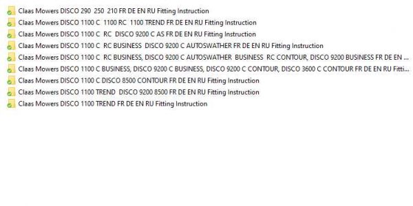 Claas Mowers DISCO 1100 DISCO 9200 8500 Fitting Instruction 1
