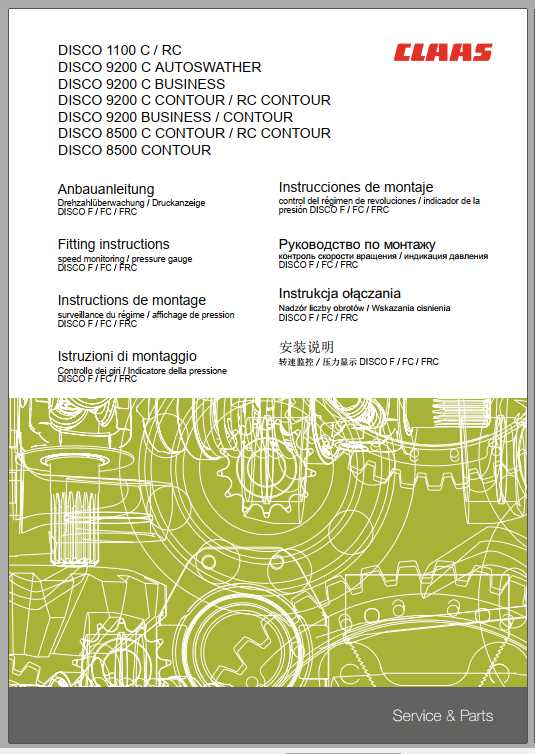 Claas Mowers DISCO 1100 DISCO 9200 8500 Fitting Instruction 2