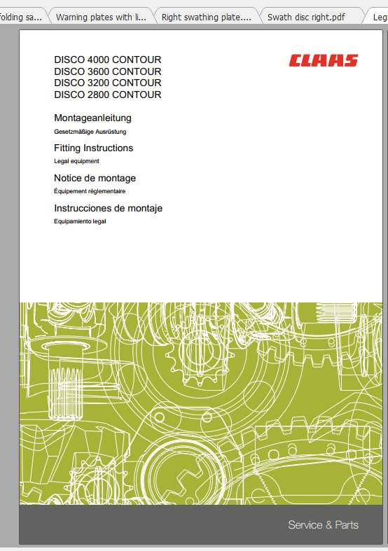 Claas Mowers DISCO 270 3100 3150 3200 3500 Fitting Instruction 2