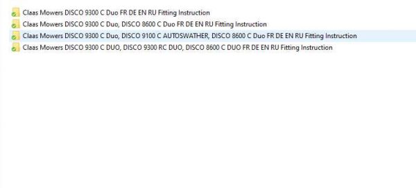 Claas Mowers DISCO 8600C 9100C 9300C Fitting Instruction 1