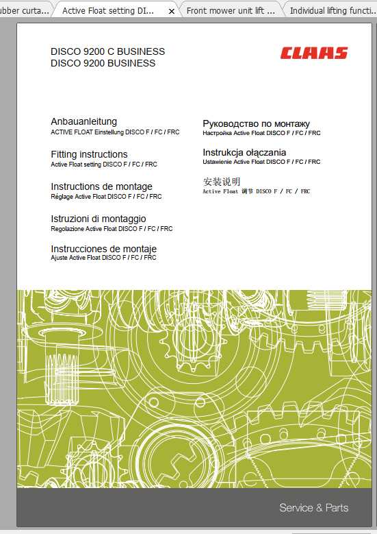 Claas Mowers DISCO 9200 8500 C RC Fitting Instruction 2