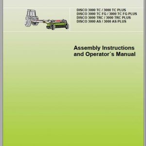 Claas Mowers Disco 3000 TC TRC AS Operators Manual 1