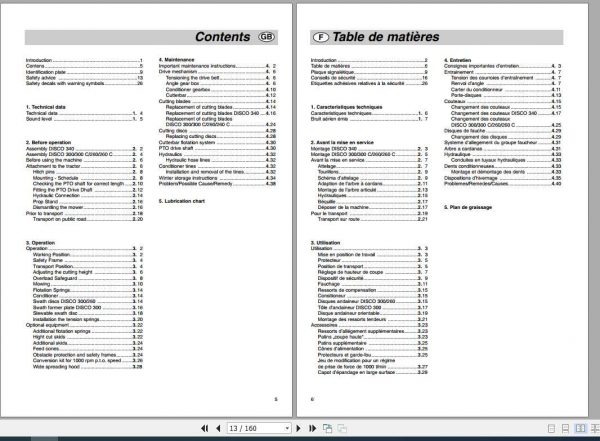 Claas Mowers Disco 340 Disco 300 300C Disco 260 260C Operators M 2