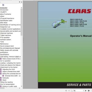 Claas Mowers Disco 3450 Plus 2650 C Plus Operators Manual 1