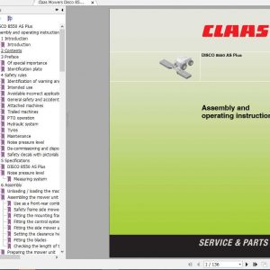 Claas Mowers Disco 8550 AS Plus Operators Manual 1