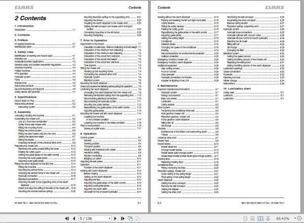 Claas Mowers Disco 8550 AS Plus Operators Manual 2