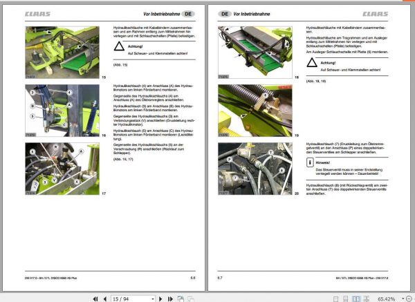 Claas Mowers Disco 8550 C Plus Operators Manual 2