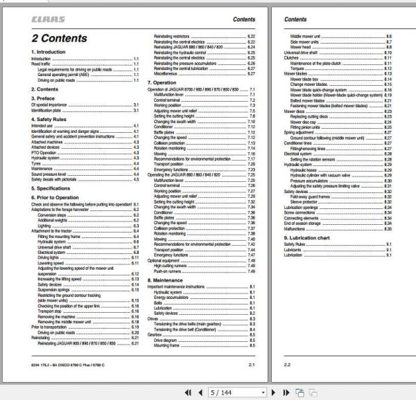 Claas Mowers Disco 8700 C Plus Disco 8700 C Operators Manual 2
