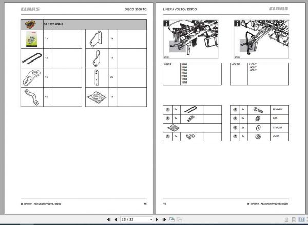 Claas Mowers LINER 1650 4000 Fitting Instruction 2