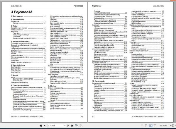 Claas Quantum 6800 S 5800 S 5700 S 4700 S Operators Manual PL 2