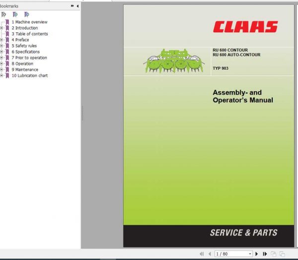 Claas RU 600 Contour RU 600 AUTO Contour Operators Manual 1