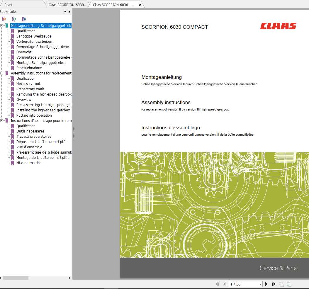 Claas SCORPION 6030 Compact TeleHandler Brakes Switch Gearbox Assembly Instructions 1
