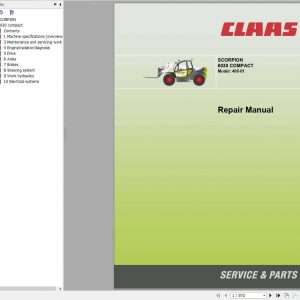 Claas SCORPION 6030 Compact TeleHandler Model 408 01 Repair Manual