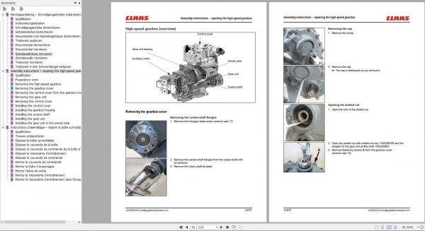 Claas SCORPION TeleHandler High Speed Gearbox Repair Manual 1
