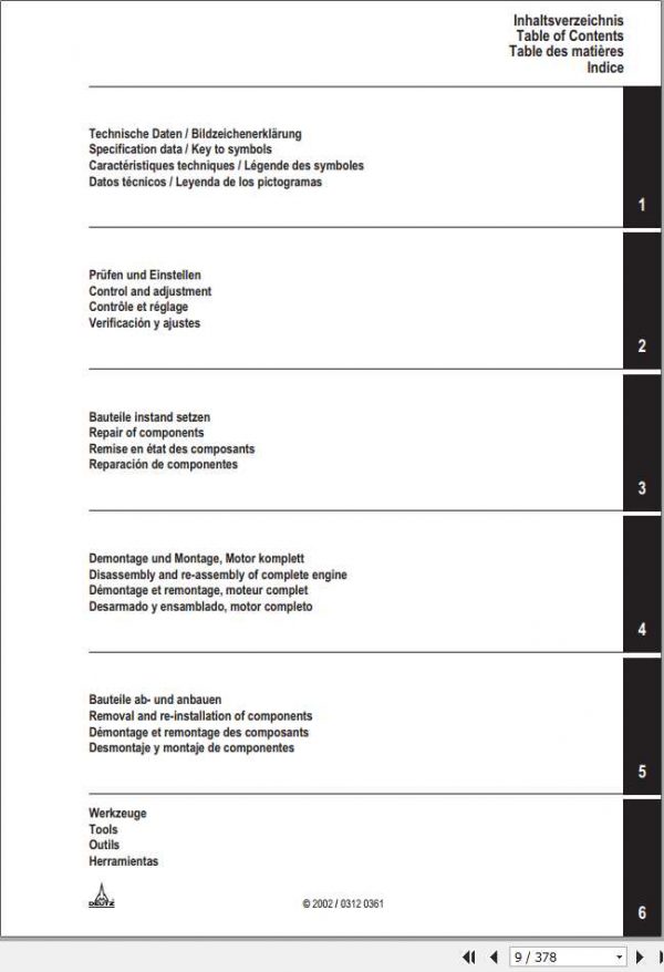 Claas Scorpion TeleHandler Engine DEUTZ 2012 EN Workshop Manual 2