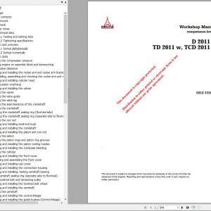 Claas Scorpion TeleHandler Engine DEUTZ D2011w TD2011w TCD2011w EN Repair Manual 1