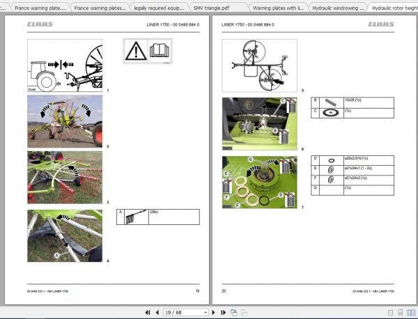 Claas Swathers LINER 1250 1750 TWIN Fitting Instruction 3