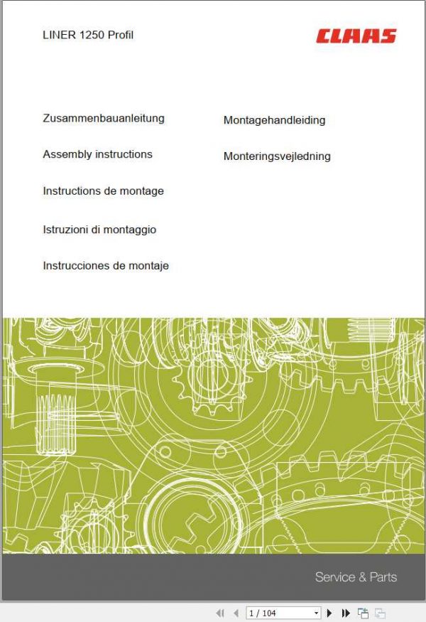 Claas Swathers LINER 1250 Profil Assembly Instruction 0002925631 1