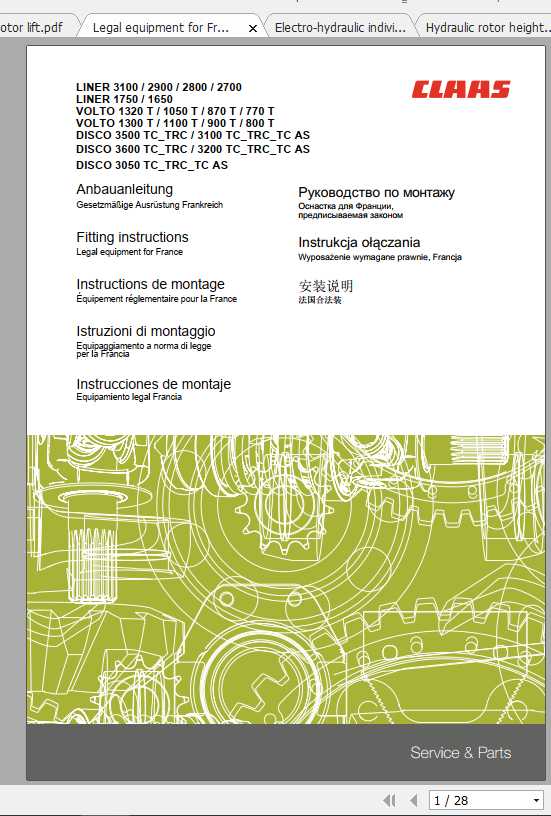 Claas Swathers LINER 2600 3100 Fitting Instruction 1